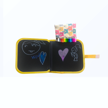 Load image into Gallery viewer, Chalkboard book with 12 vibrant dustless chalk pens
